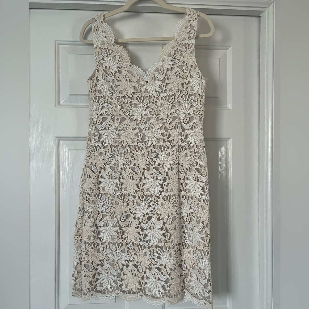 Ann Taylor Vintage Floral Lace Dress, size 2, Sand Castle - Picture 4 of 6